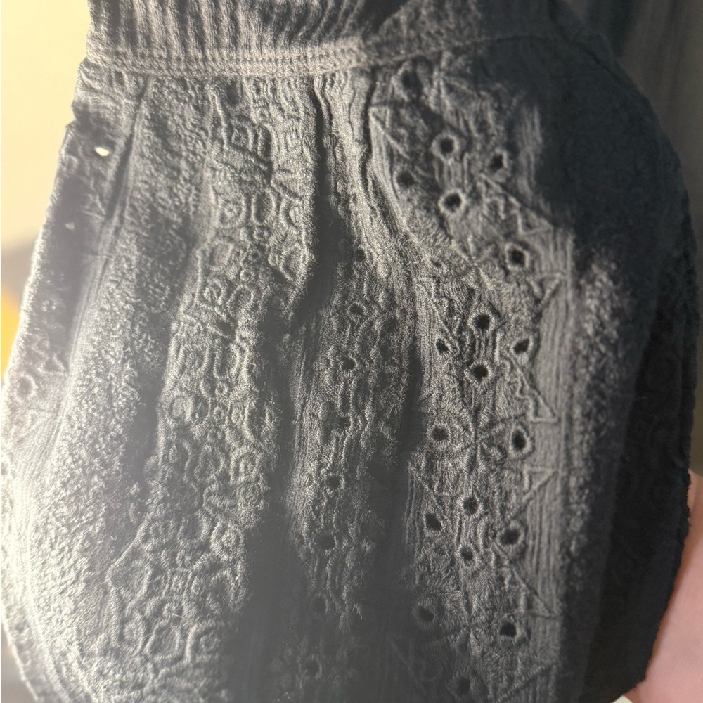 Free People Black Lace Detail Blouse Small - Picture 3 of 7